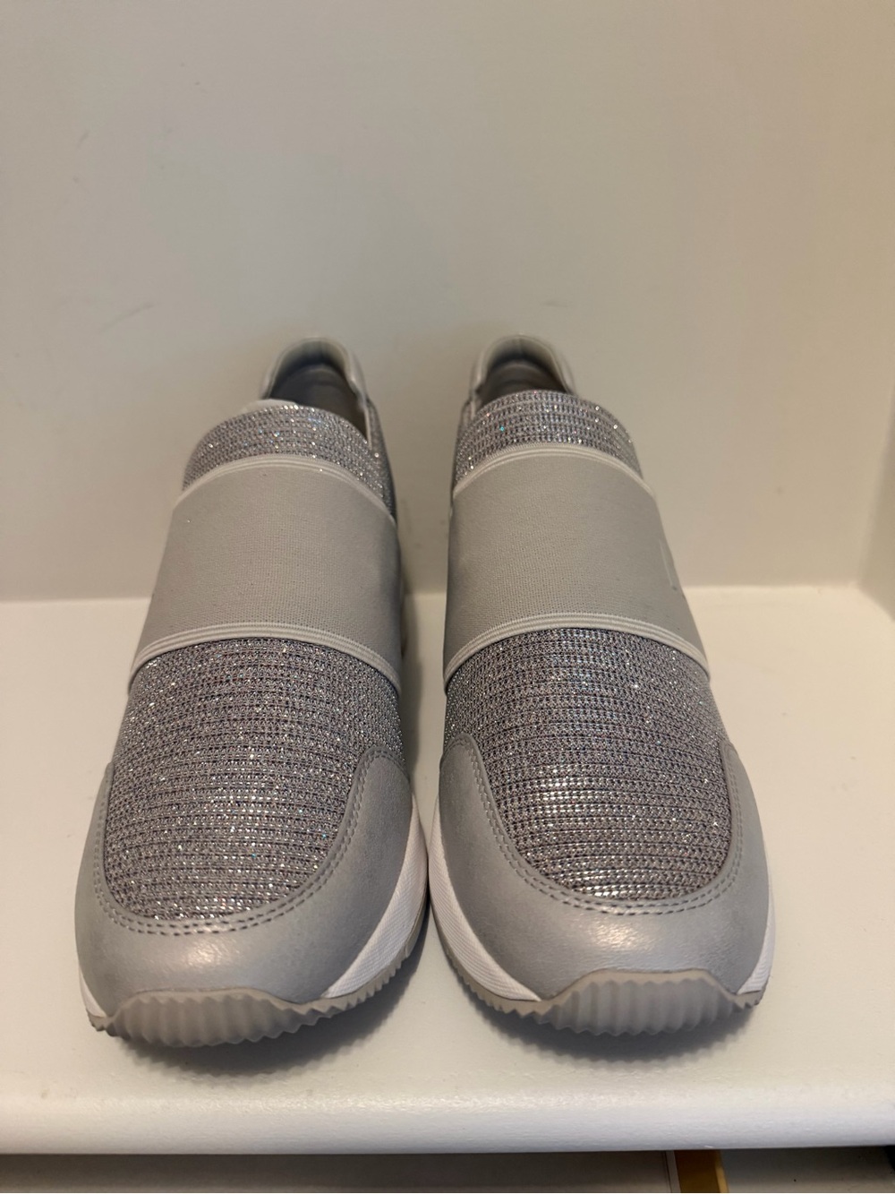 Michael Kors Silver Glitter Slip-On Sneakers
